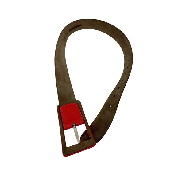 Jil SANDER Leather Belt with Leather Buckle in Red XS